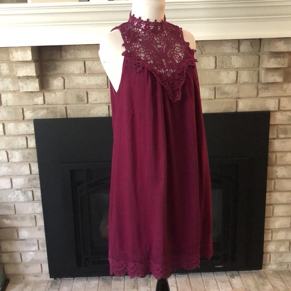 Entro Purple Lace Crest and Trim High Neck BabyDoll Dress size Small - Picture 10 of 13